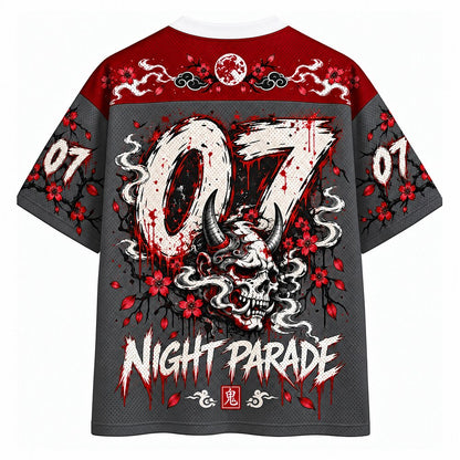 Night Parade Oni Skull V-Neck Mesh Jersey