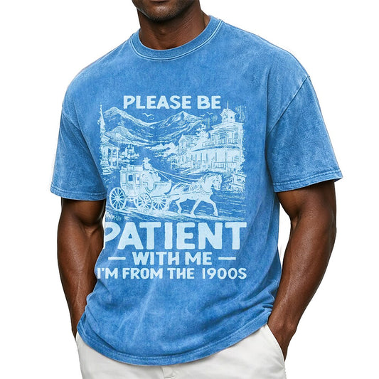 Men's 1900s Carriage Quote Print Short Sleeve Vintage T-Shirt