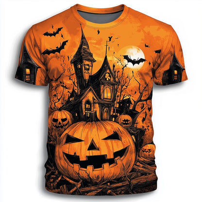 Halloween Men's Haunted House Pumpkin Graphic T-Shirt
