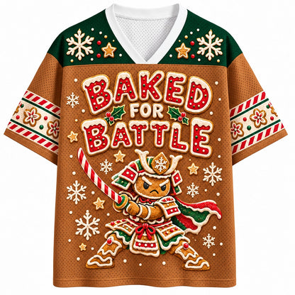 Baked for Battle Gingerbread Samurai V-Neck Mesh Jersey