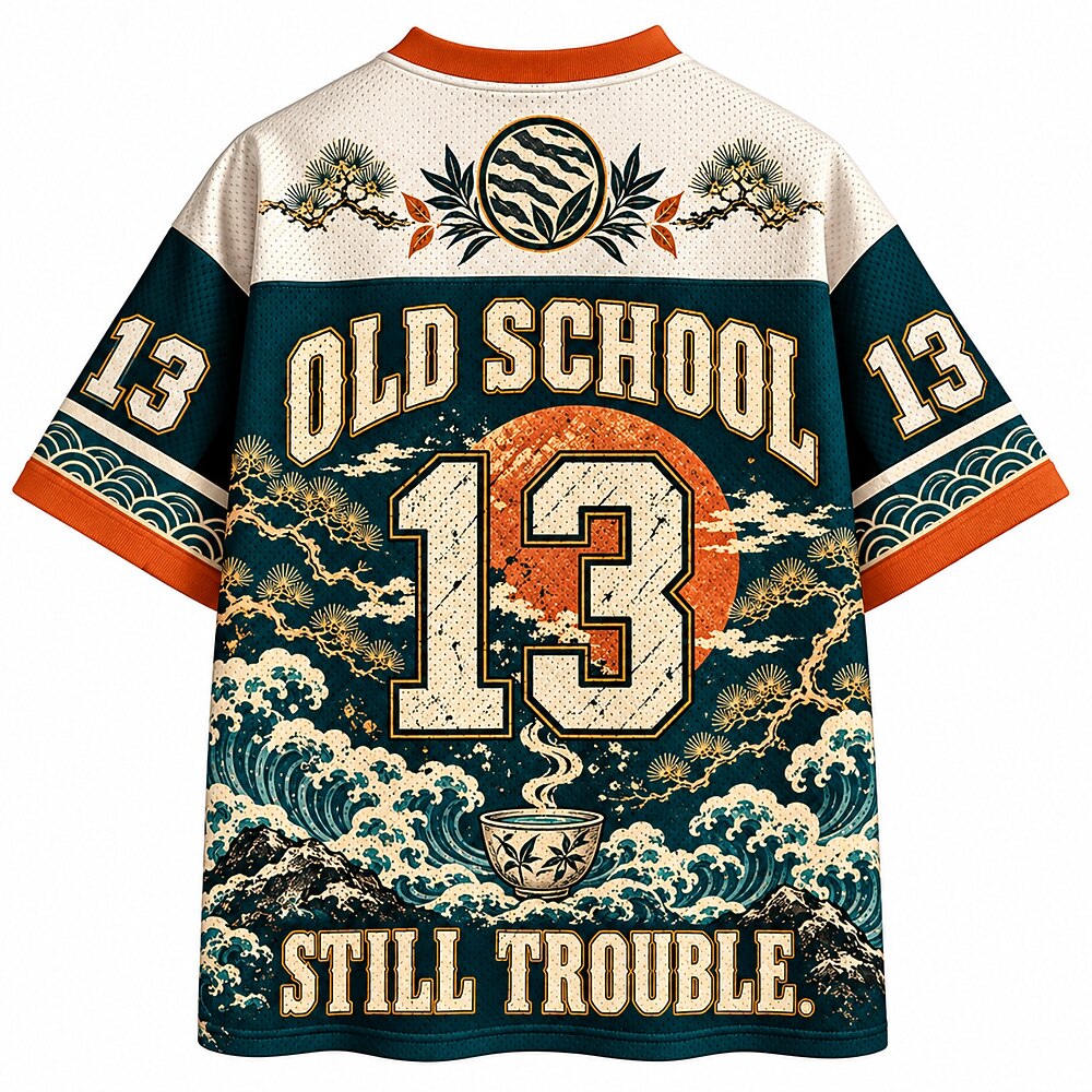 Old School Still Trouble Samurai Tiger Number 13 Mesh Jersey