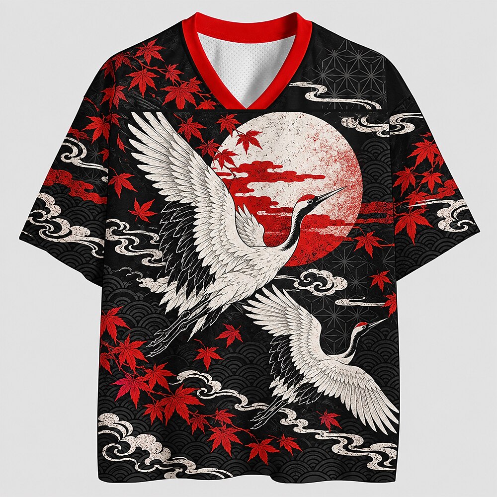Men's Kanji Graphic V-Neck Sports Jersey