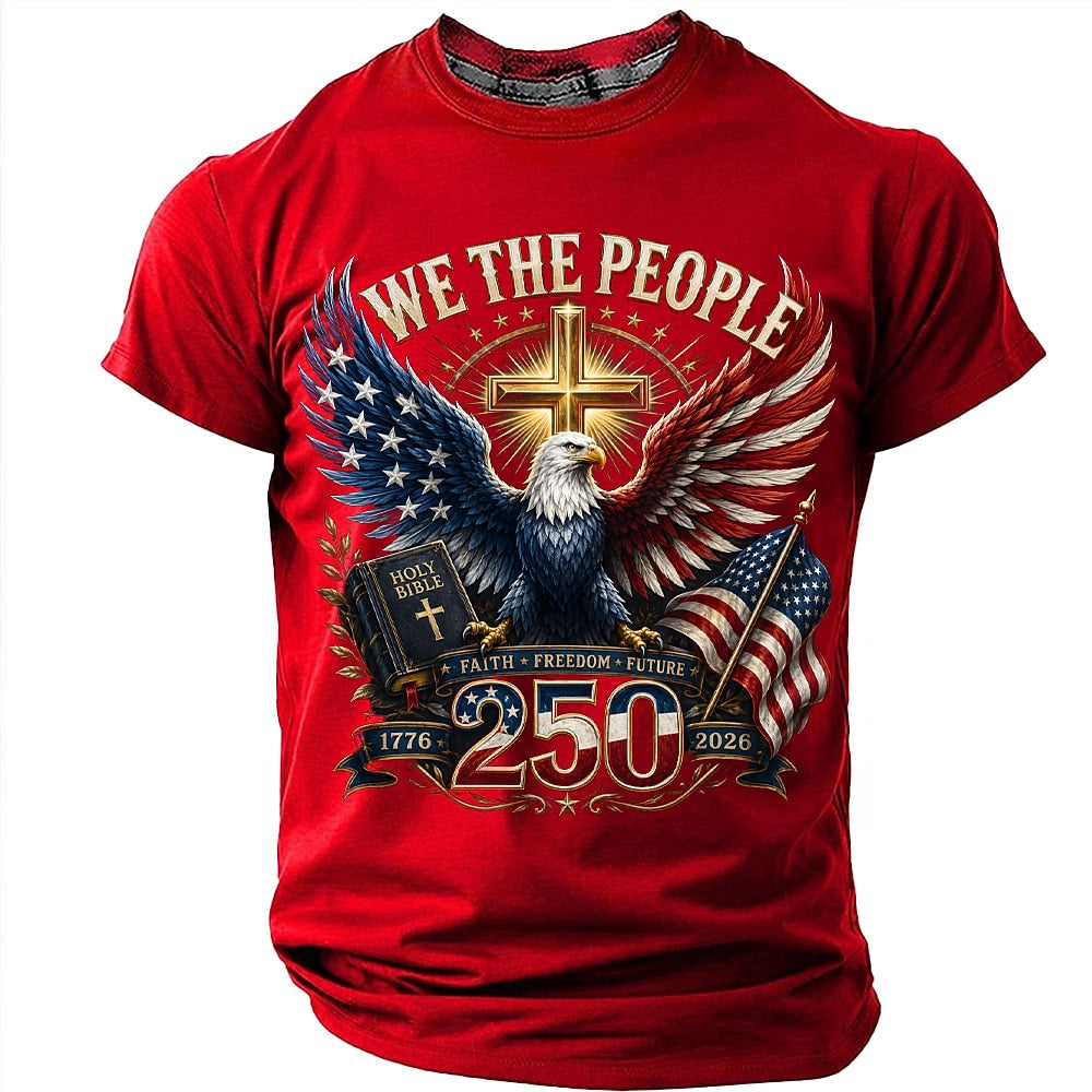 Men's Eagle US Flag Print Short Sleeve Patriotic T-Shirt