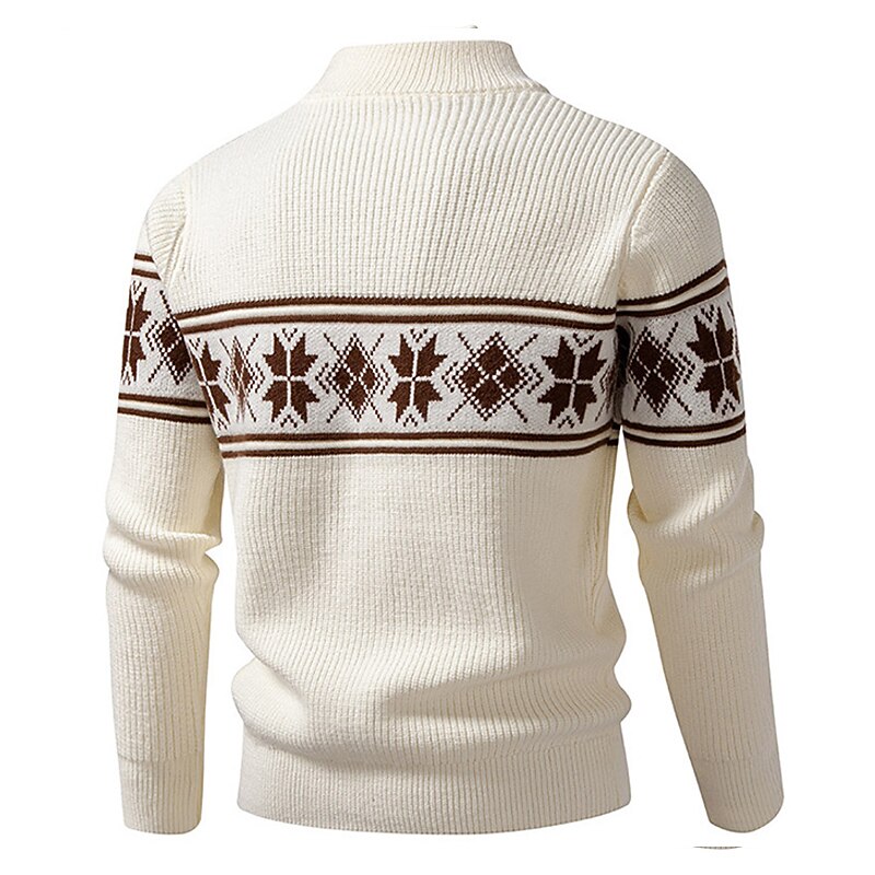 Snowflake Band Cable Zip Cardigan