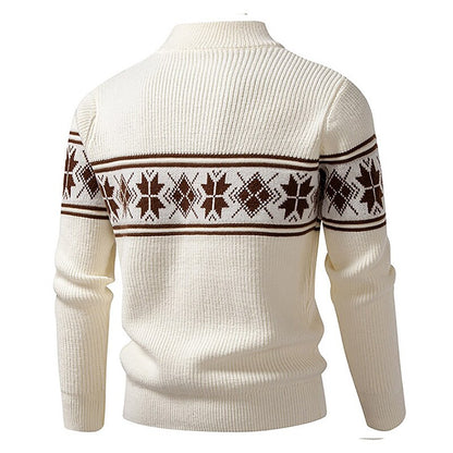 Snowflake Band Cable Zip Cardigan