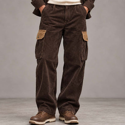 Contrast Pocket Corduroy Cargo Pants