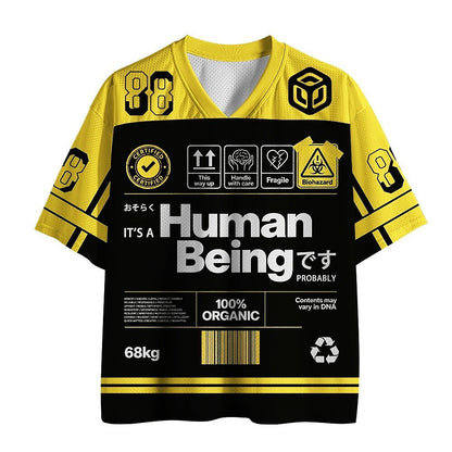 Japanese Style Human Being V-Neck Sports Jersey