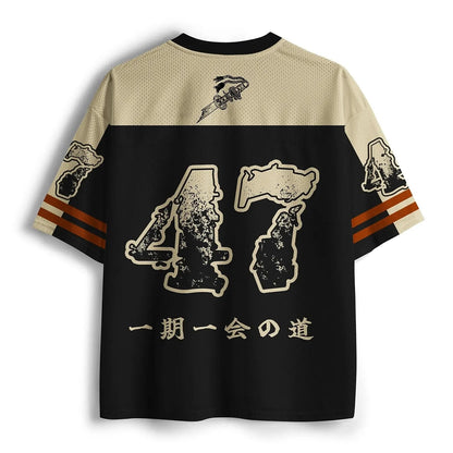 Men's Cyber Samurai Print Short Sleeve Streetwear Sports Jersey T-Shirt
