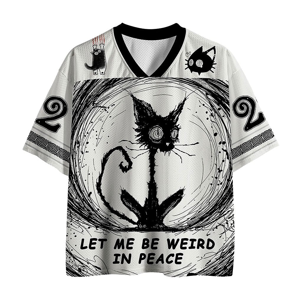 Men's White Dog Number Graphic V-Neck Sports Jersey