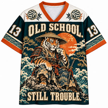 Old School Still Trouble Samurai Tiger Number 13 Mesh Jersey