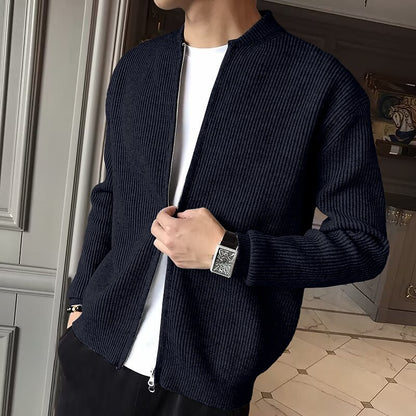 Vertical Rib Full-Zip Cardigan