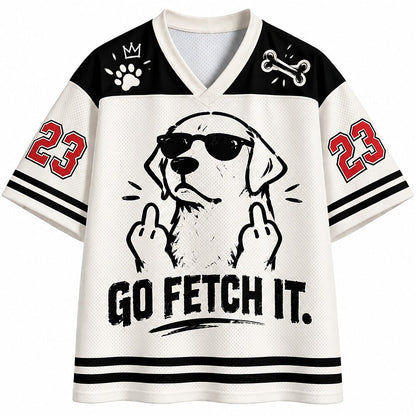 Men's Dog Number Text Graphic V-Neck Sports Jersey
