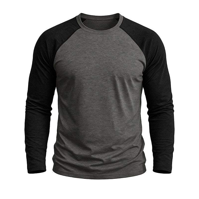 Contrast Raglan Henley Long Sleeve T-Shirt