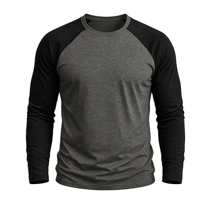 Contrast Raglan Henley Long Sleeve T-Shirt
