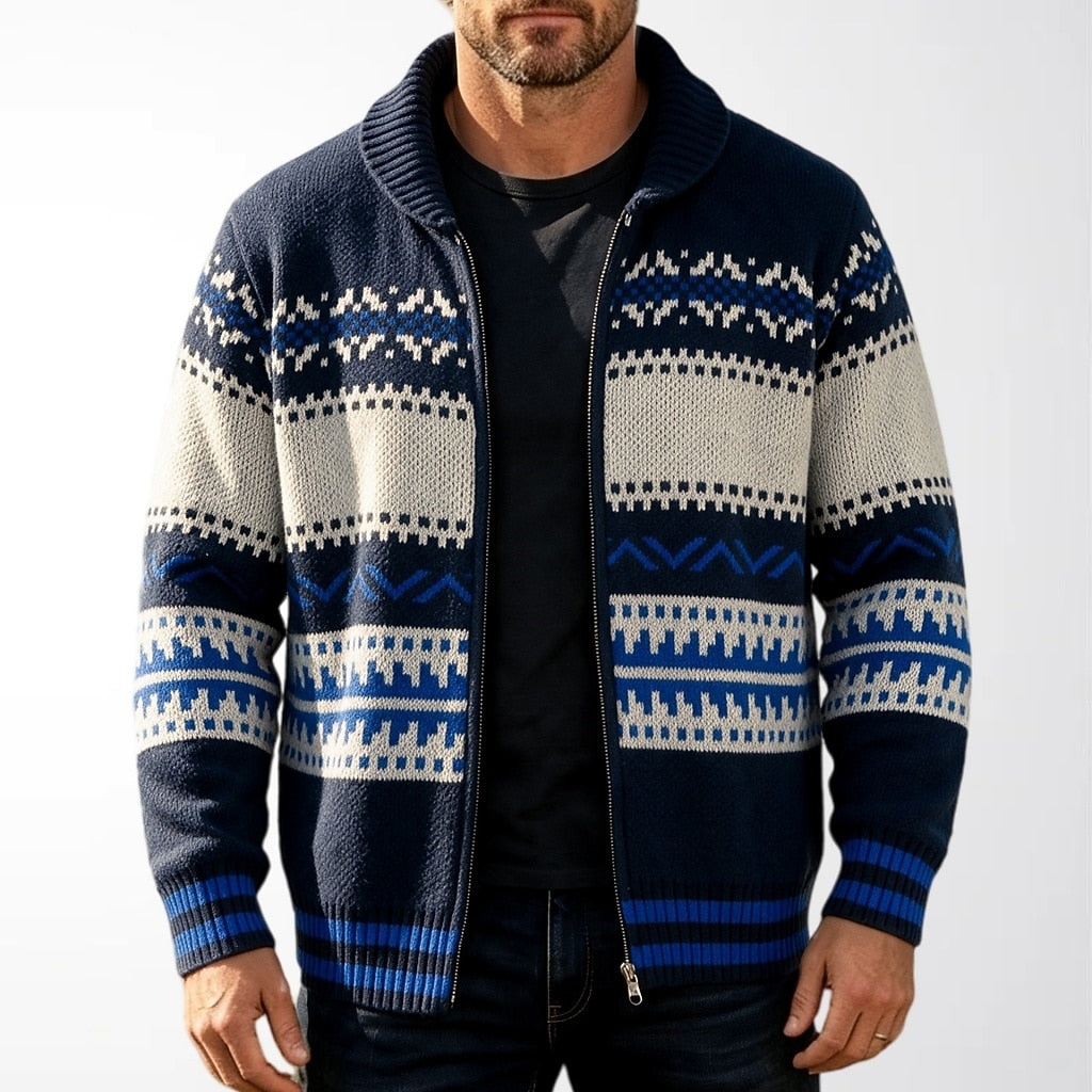 Nordic Band Shawl Zip Cardigan