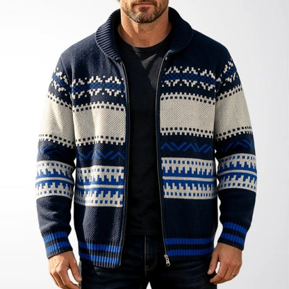 Nordic Band Shawl Zip Cardigan