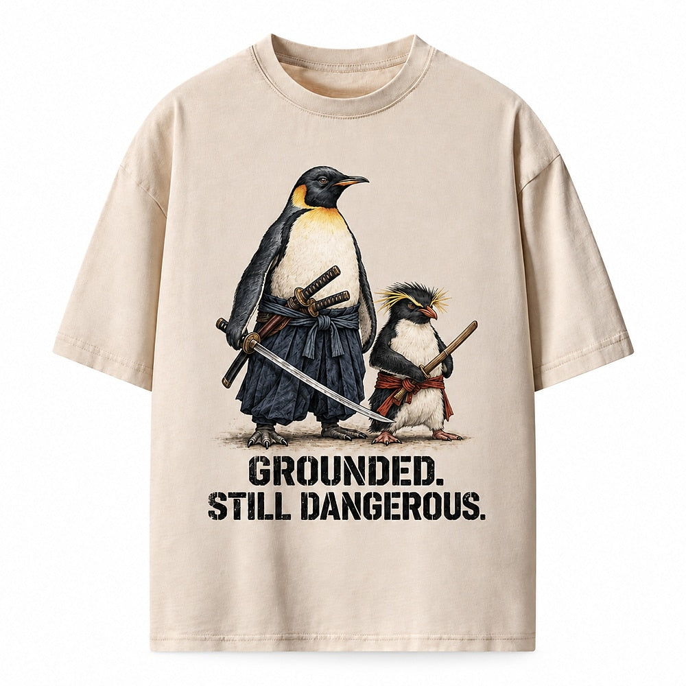 Grounded Samurai Penguin Duo Heavyweight T-Shirt