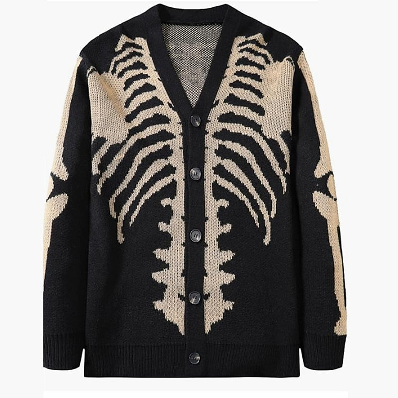 Skeleton Ribcage V-Neck Cardigan