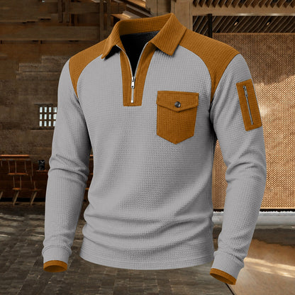 Utility Pocket Color Block Waffle Polo
