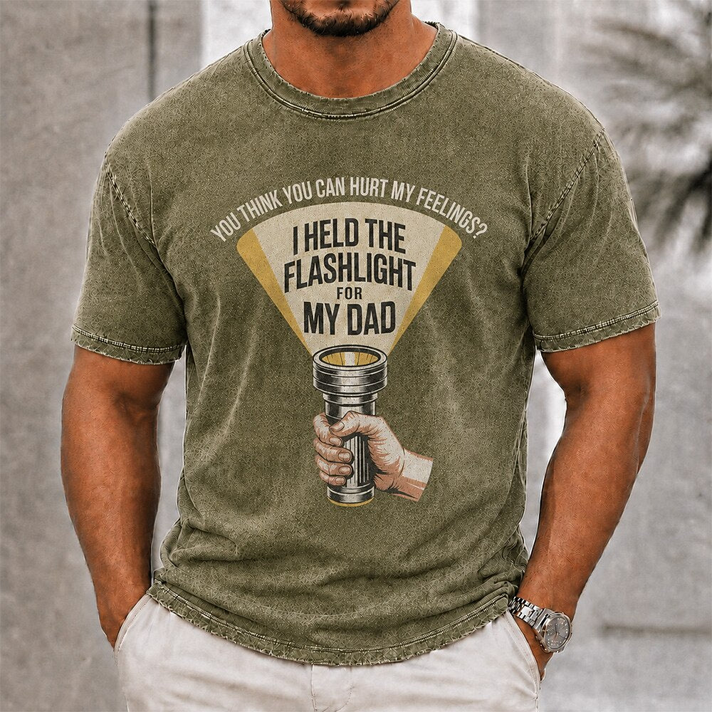 Men's Flashlight Dad Quote Print Short Sleeve Funny T-Shirt
