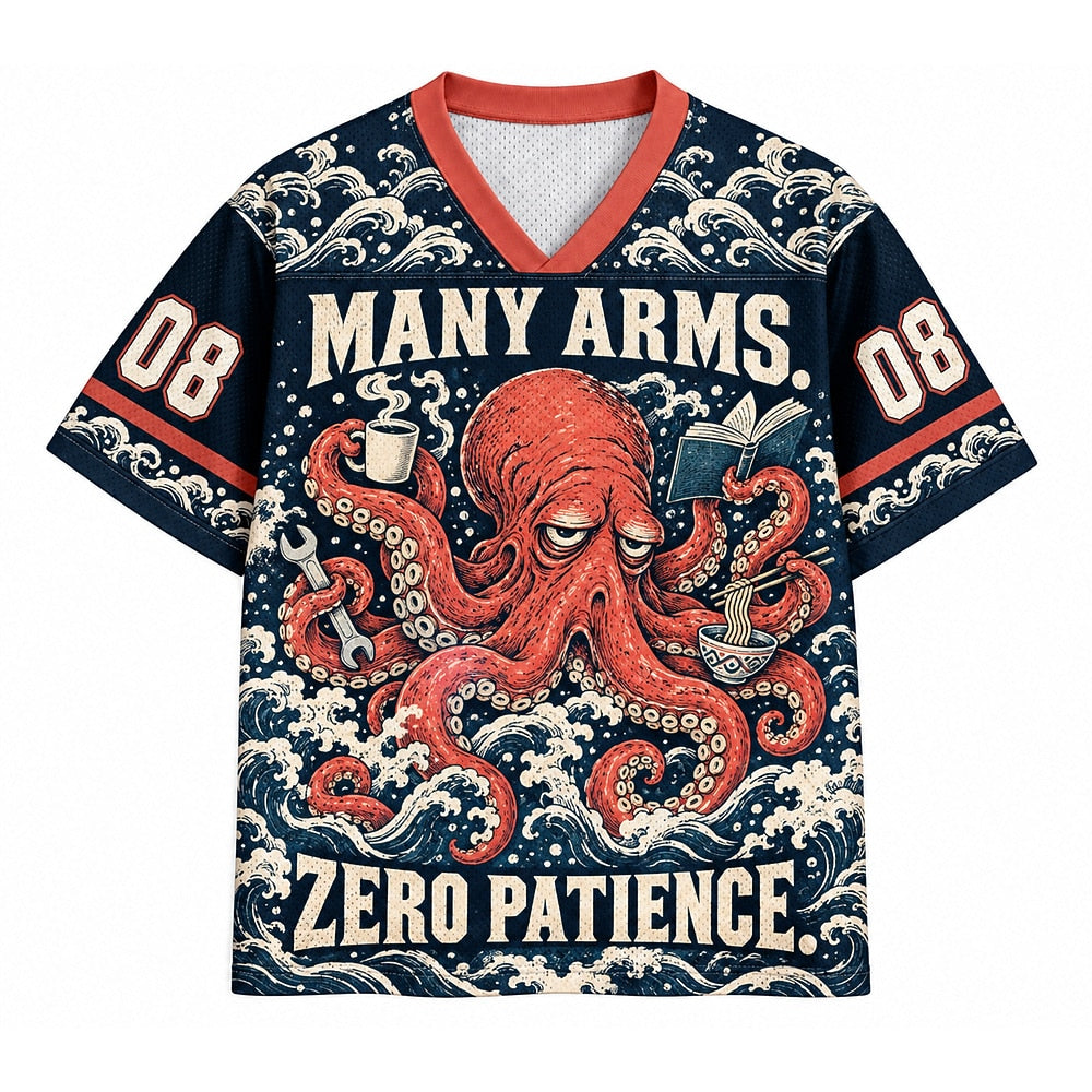 Many Arms Zero Patience Octopus Number 08 Mesh Jersey