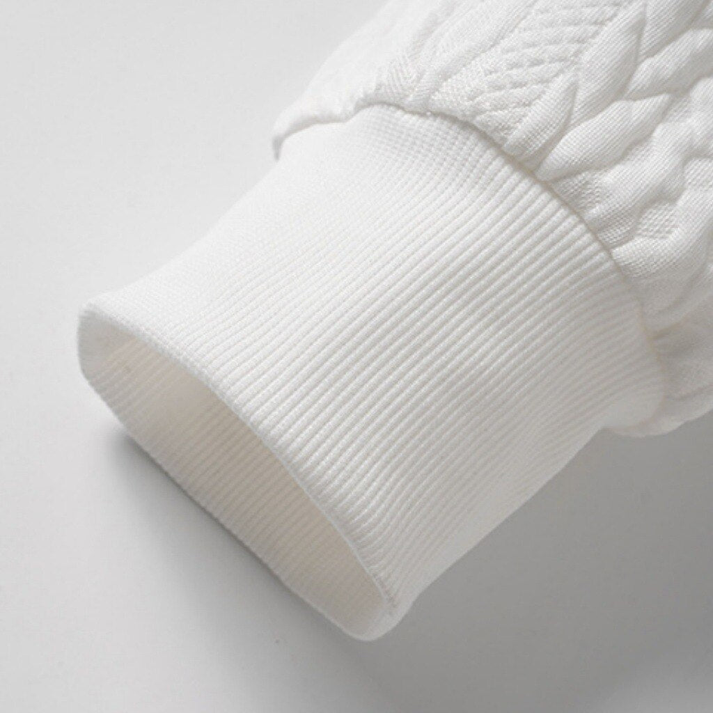 Cable Texture Contrast Collar Sweatshirt