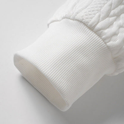 Cable Texture Contrast Collar Sweatshirt