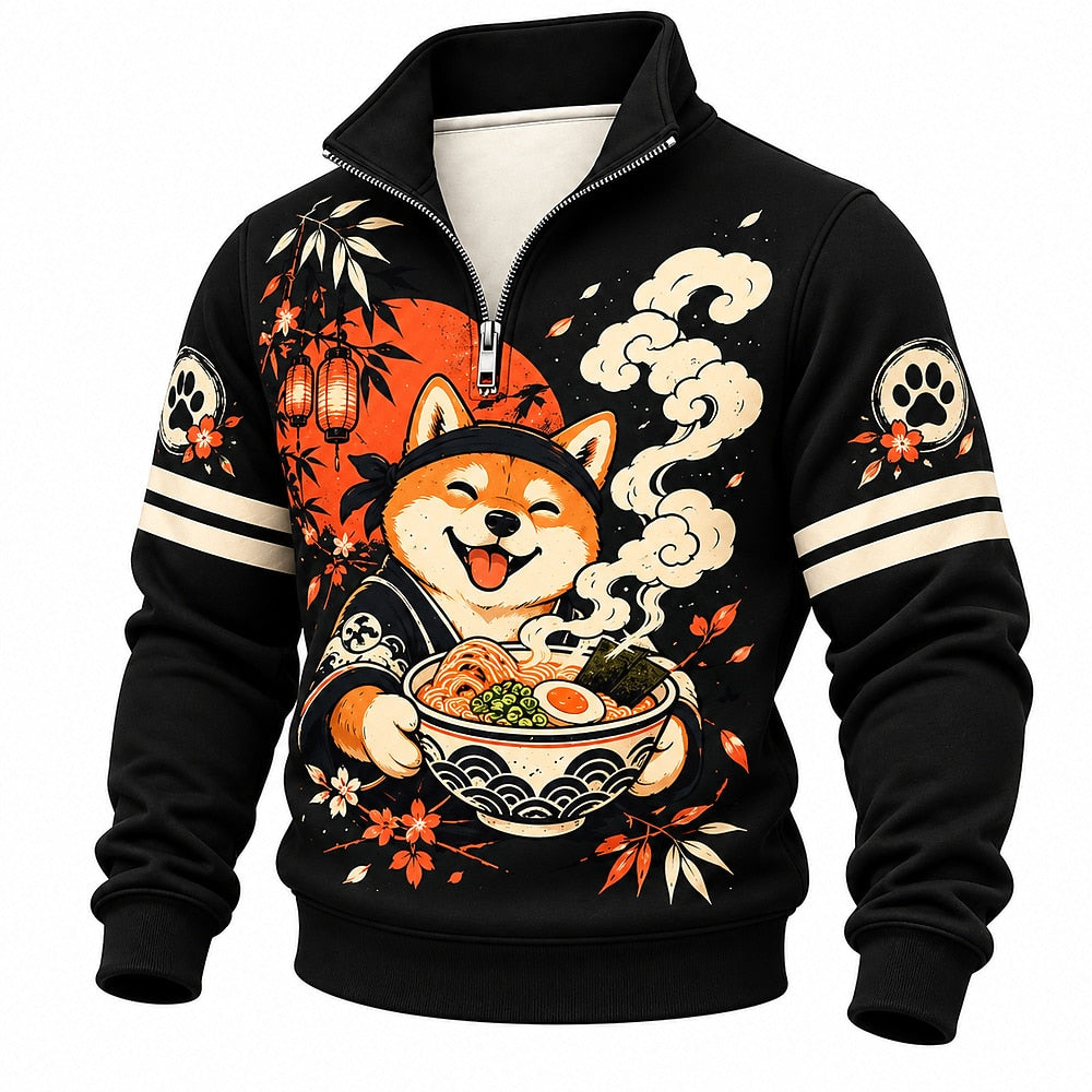 Ramen Fox Half-Zip Sweatshirt