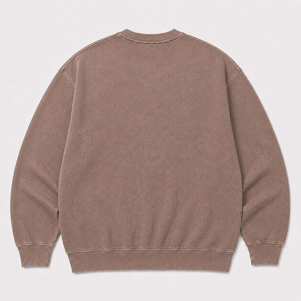 Men's Japanese Crane Graphic Washed Crew Neck Sweatshirt