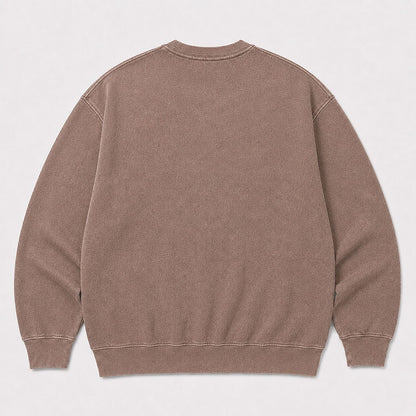 Men's Japanese Crane Graphic Washed Crew Neck Sweatshirt