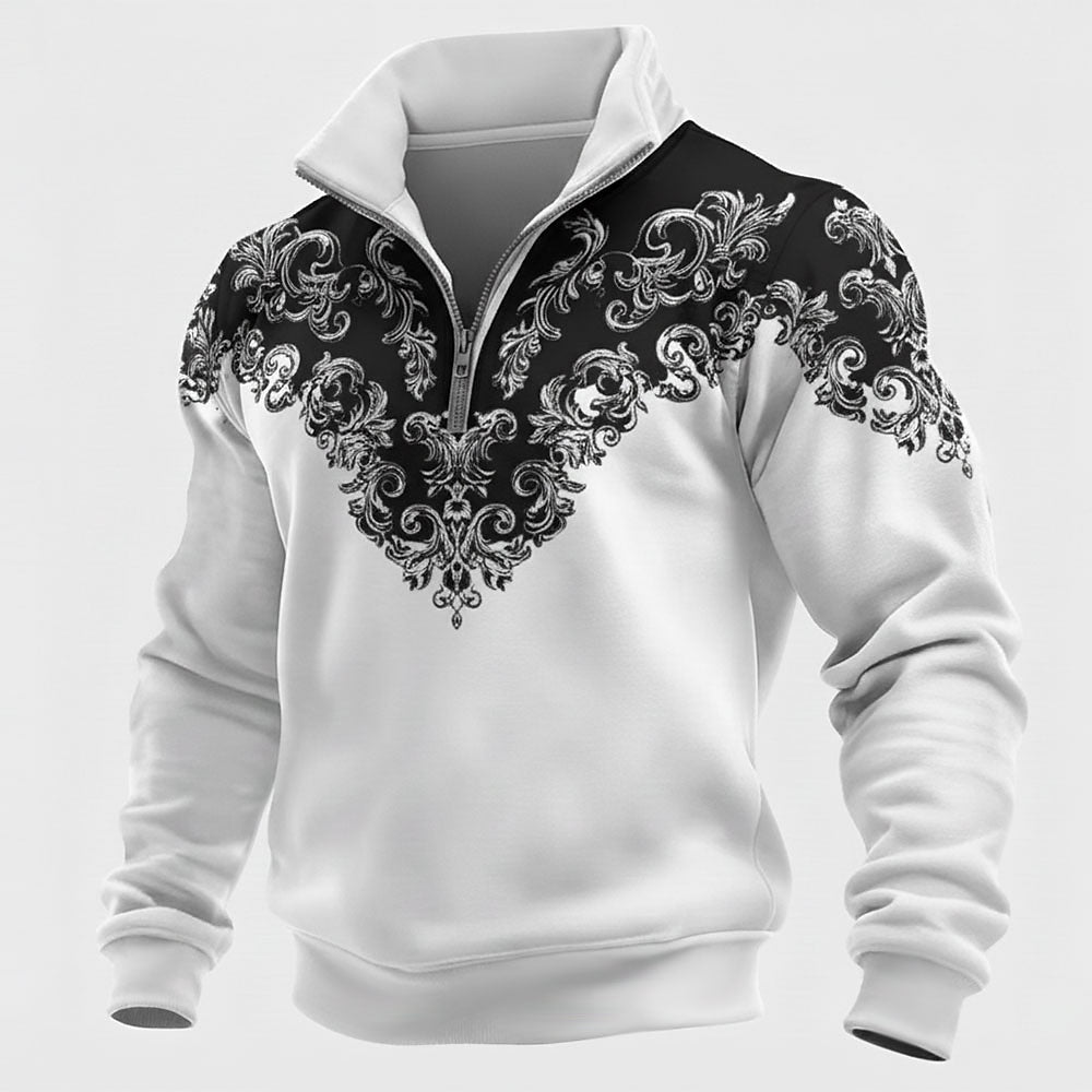Ornamental Scroll Half-Zip Sweatshirt