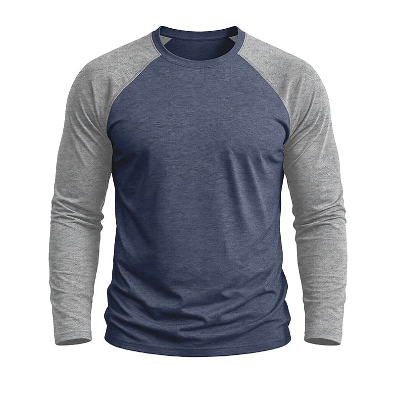 Contrast Raglan Henley Long Sleeve T-Shirt