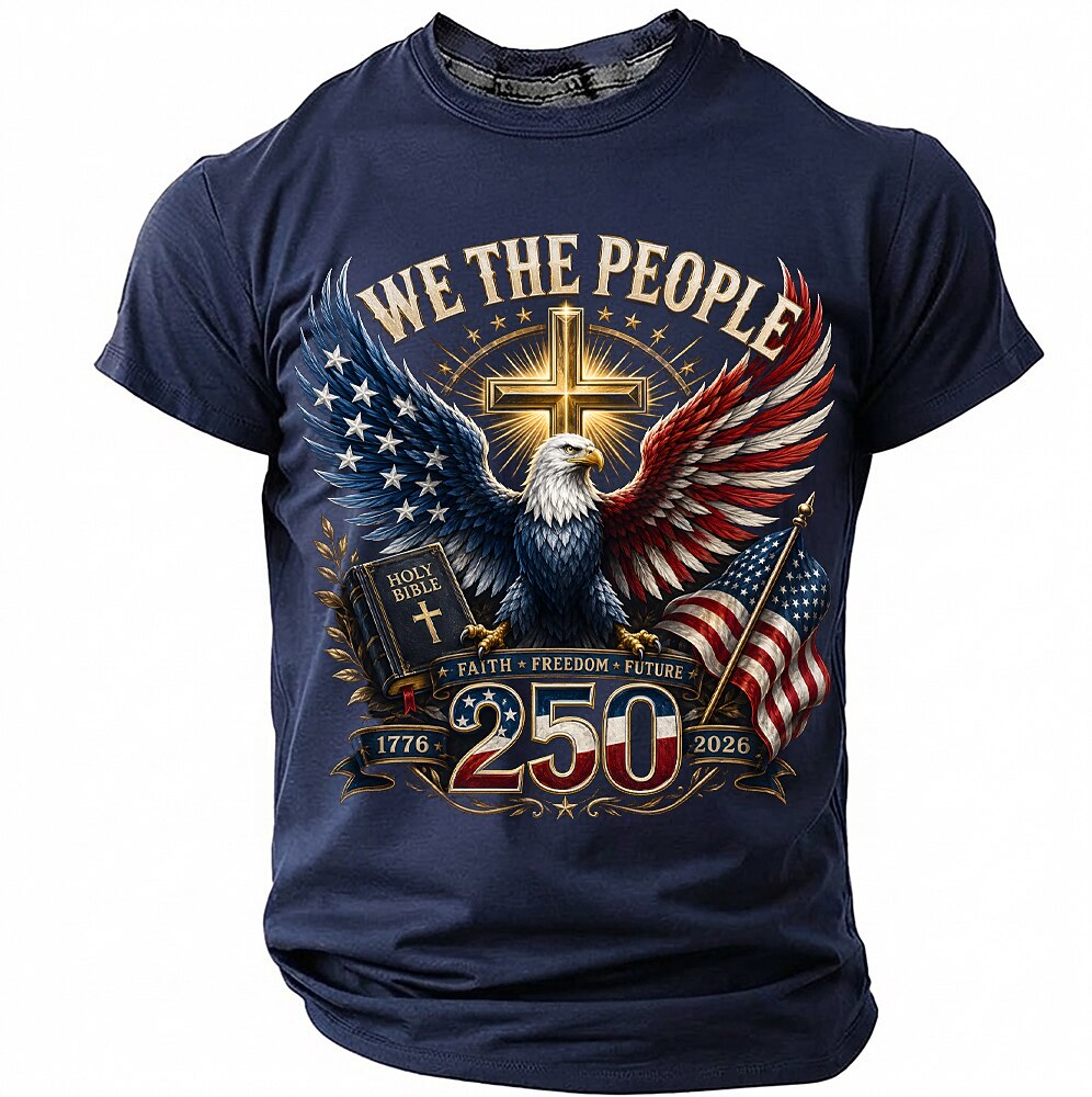 Men's Eagle US Flag Print Short Sleeve Patriotic T-Shirt