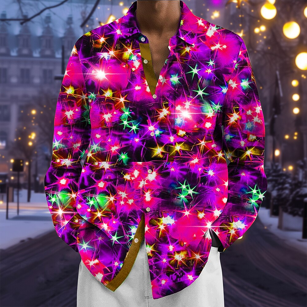 Twinkling Christmas Lights Button-Up Shirt