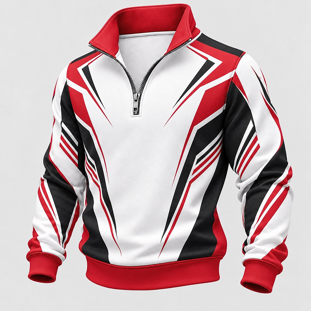 Angular Racing Stripe Half-Zip Sweatshirt