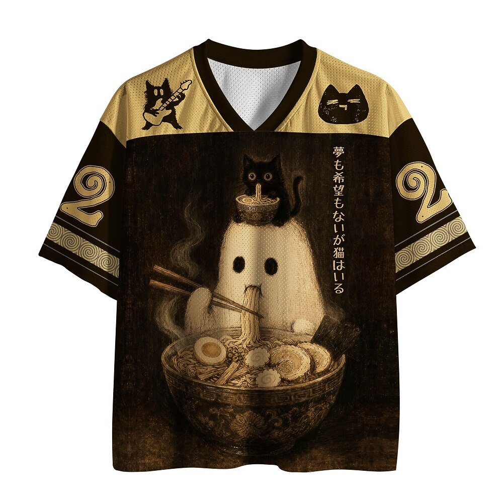 Men's Cat Number Graphic V-Neck Sports Jersey